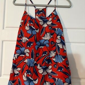 J. Crew Red and Blue Floral blouse
